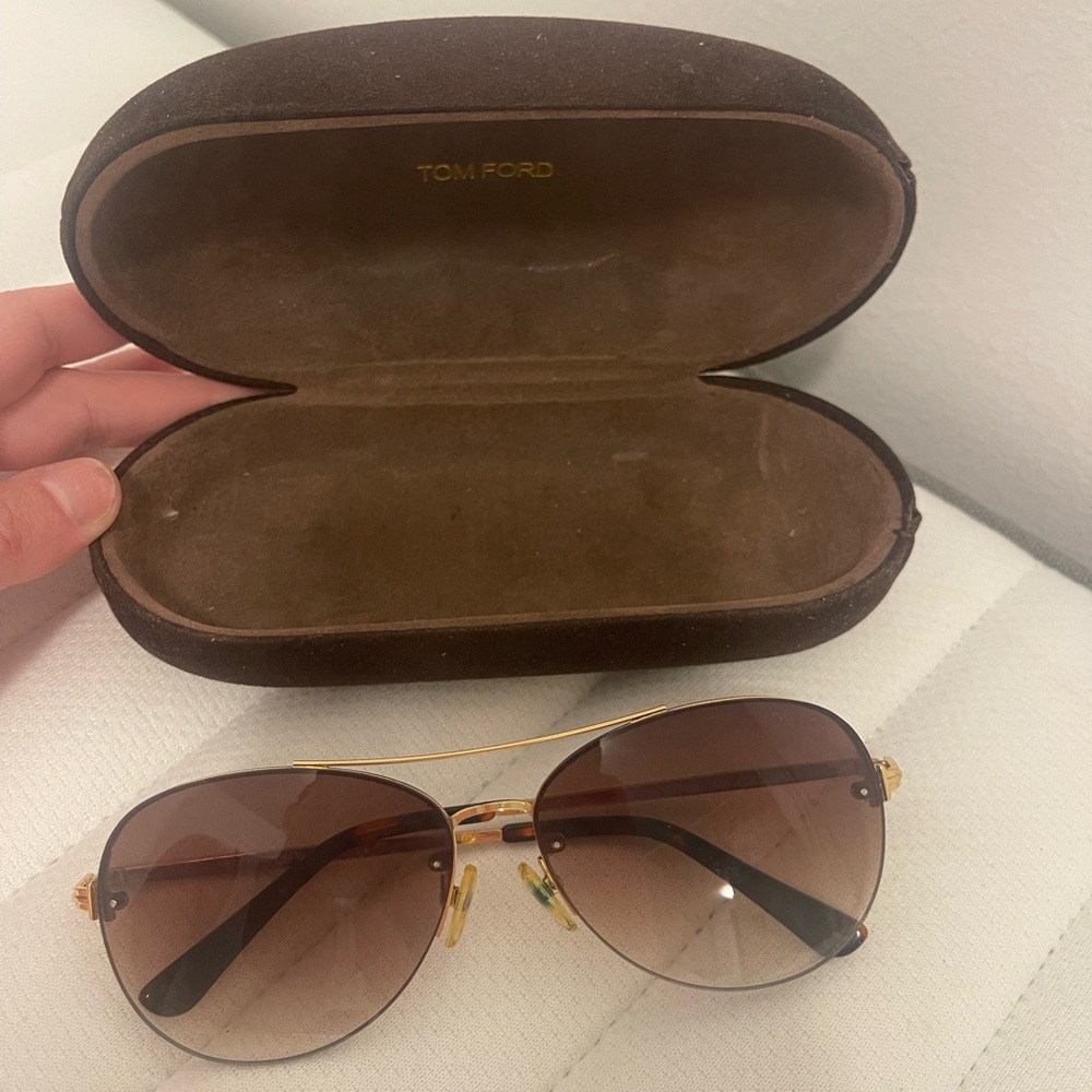 Tom Ford Gold Metal Frame Sunglasses with Brown Gradient Lenses